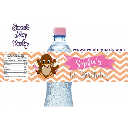 Turkey birthday water bottle labels,(002)